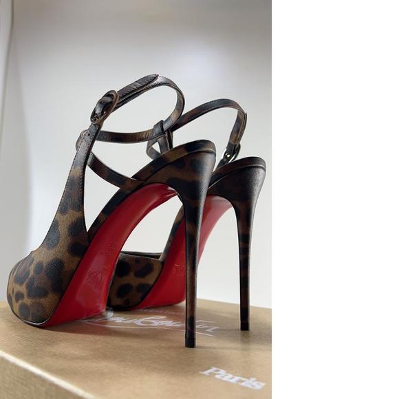 Jenlove Alta 120mm Brown Leopard Animal Print Platform Sandals E432 - Picture 9 of 12